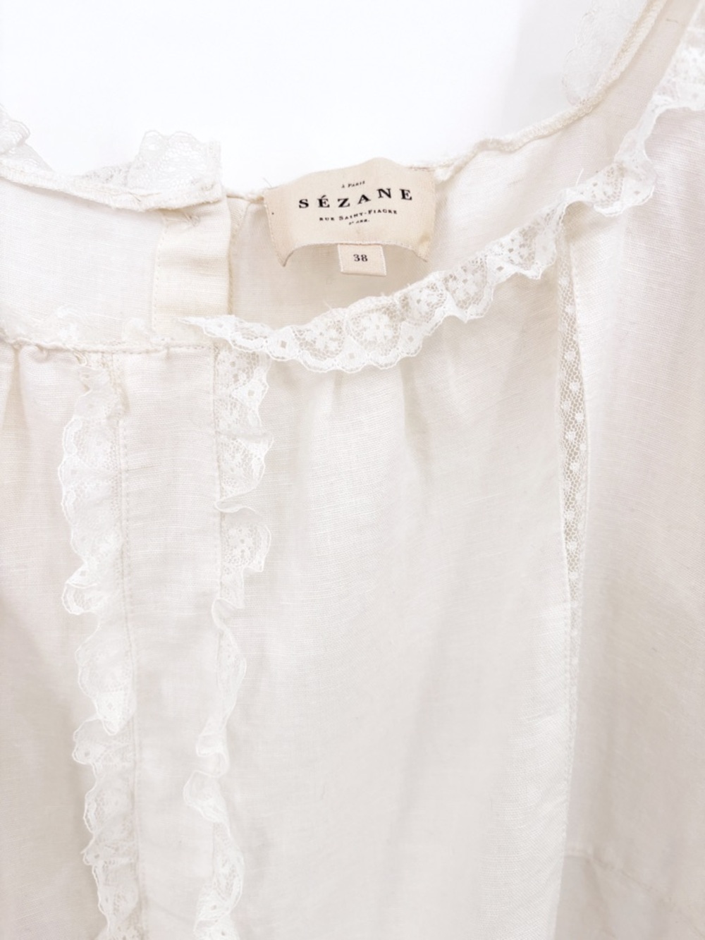 Sezane Ivory Lace-Trim Peasant Blouse - Picture 6 of 14